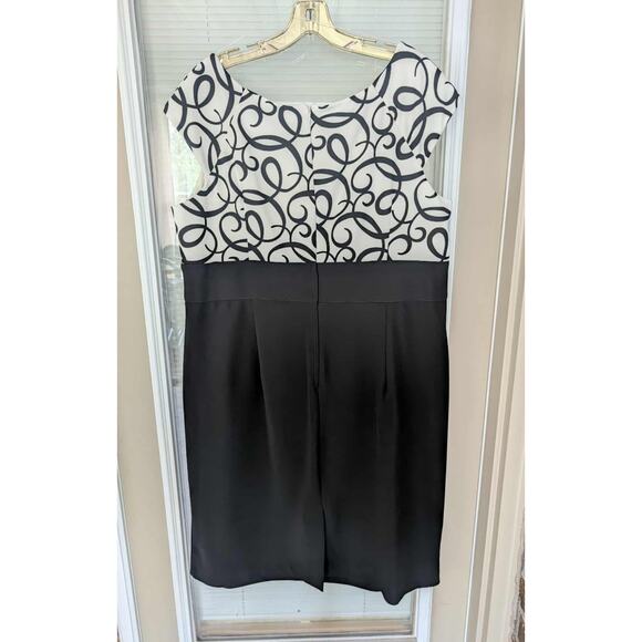 London Times Black White Sleeveless Midi Dress Cocktail Workwear Women's 20W - Picture 2 of 7